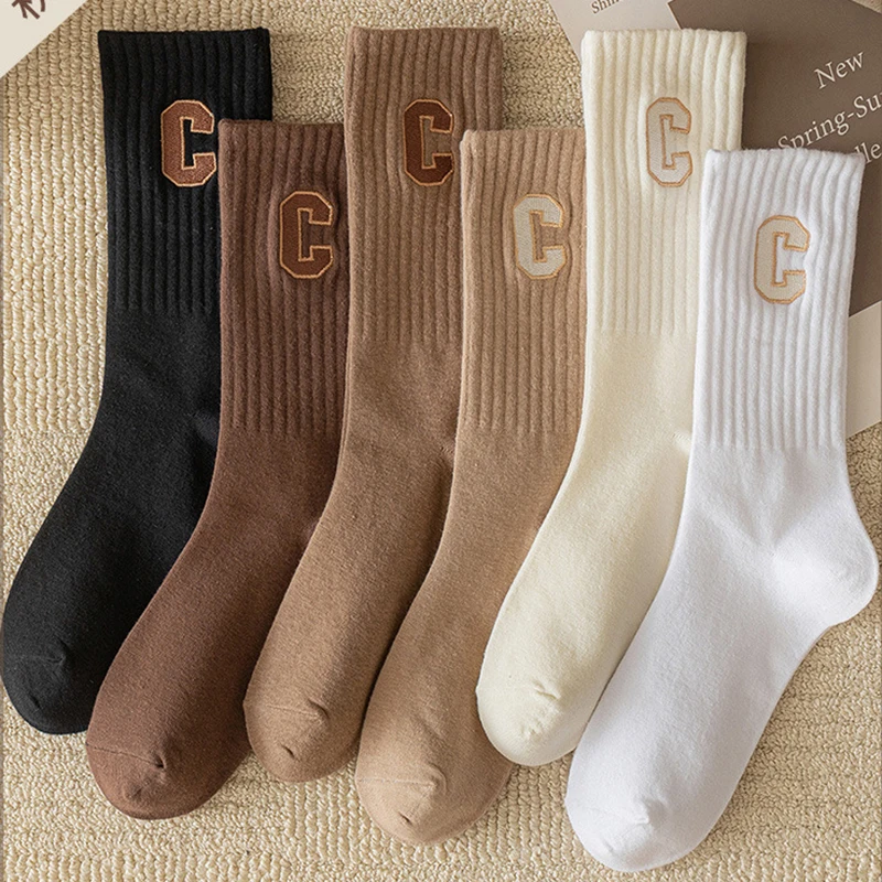 

Socks Women's Mid-tube Cotton Cute Japanese Trend Korean Style Multicolored Pile Solid Autumn and Winter Stockings