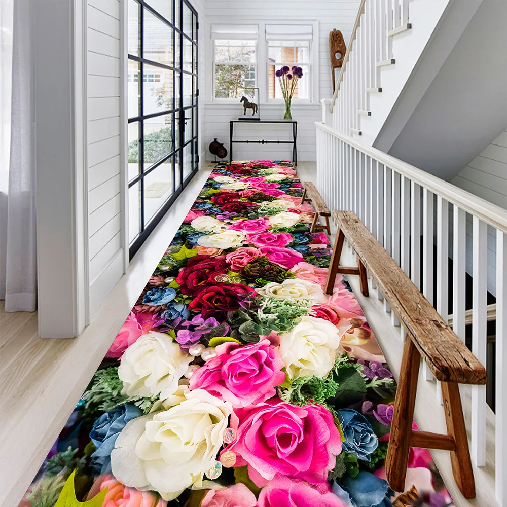 European Long Corridor Carpets Living Room Decoration Runners Hallway Anti-skid Floor Mat Staircase Hotel Lobby Rug Customizable