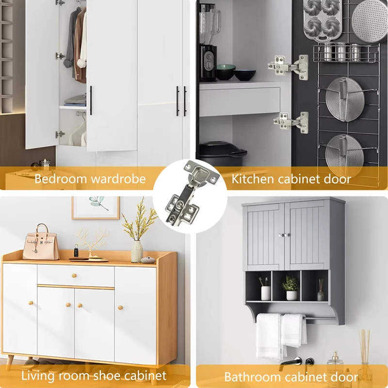 10pcs Door Hinge Stainless Steel Cabinet Door Hinges Buffer Soft Close Quiet Wardrobe Door Concealed Hinges image 5