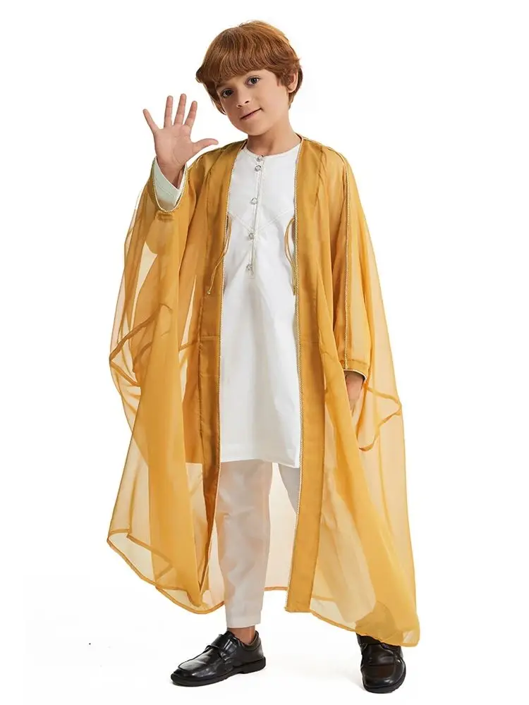 Abayas de Ramadán para niño, ropa de oración para niño, Kebaya, Kimono musulmán abierto, Abaya, Turquía, Islam árabe, Djellaba, bata musulmana para Hombre