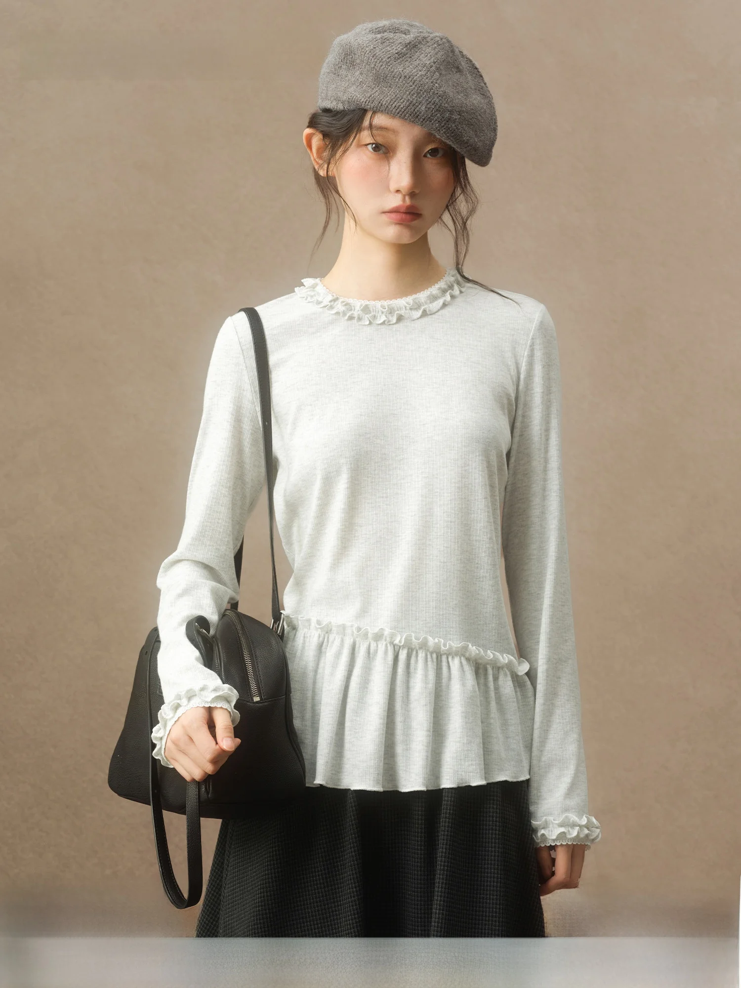 

Ele Long Sve Knitted Top Women's Elastic Breathable Inner Wear Boutique by Babymoon Soft V-Ne Regular Fit Color