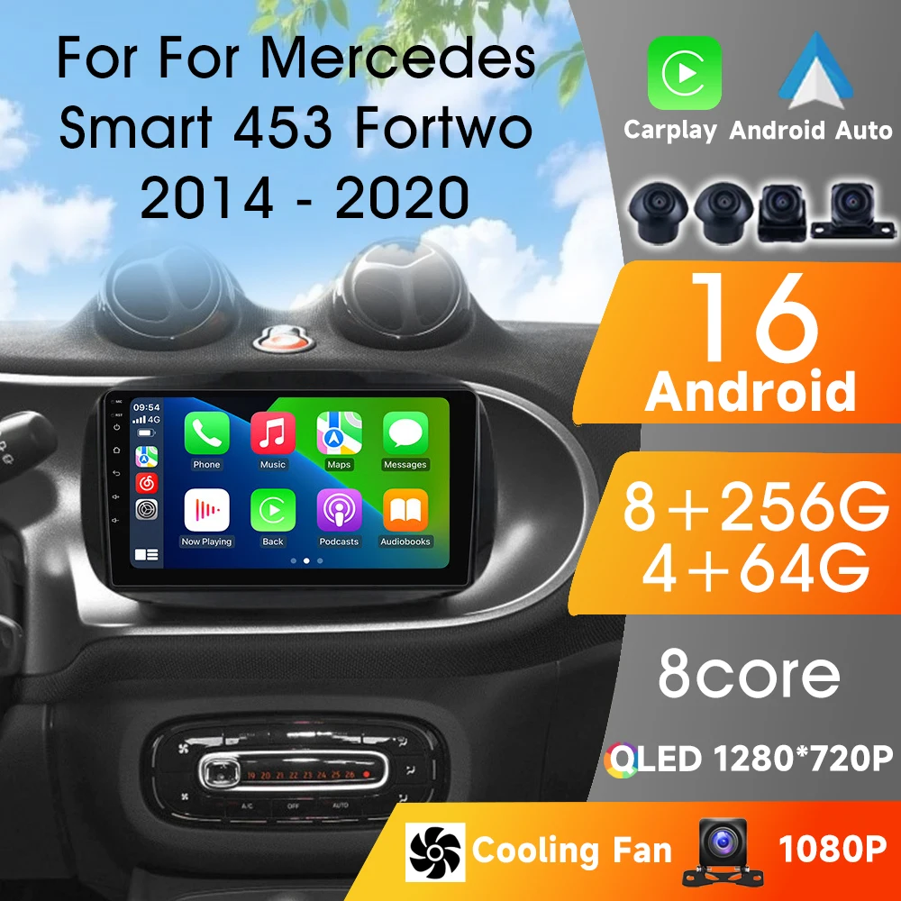 

Autoradio For Mercedes Smart 453 Fortwo 2014-2020 Carplay Android Auto Wireless Car Radio Video 8Core 4G GPS Stereo Unit Head