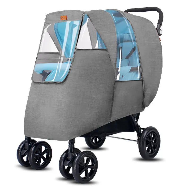 Twin baby stroller rain cover nano wind-proof rain-proof warm cover double baby stroller universal rain-proof cover