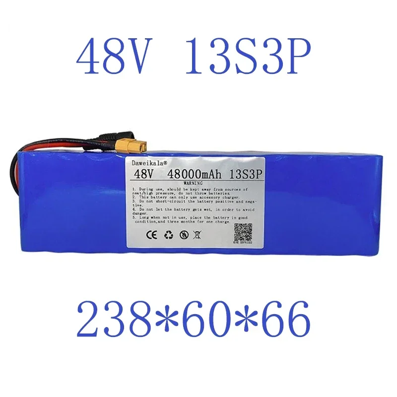 New 13S3P XT60 48V 99999Ah 1000w 48V Lithium Ion Battery Pack 99Ah for 54.6v E-bike Electric Bicycle Scooter with BMS+charger