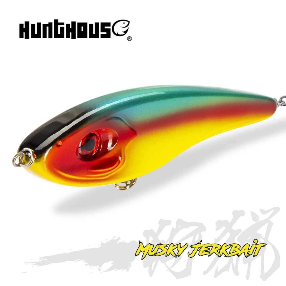 Hunthouse musky buster jerkbait iscas de pesca 145mm 55g vib isca afundamento lento jerkbaits equipamento de pesca para robalo pique lw129