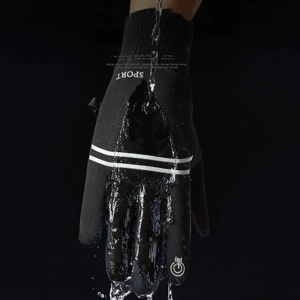 Warm Gloves Men Motorcycle Winter Water-Repellent Touch-Screen Gloves Camping Reflective Strip Non-slip Sports Cycling Gloves