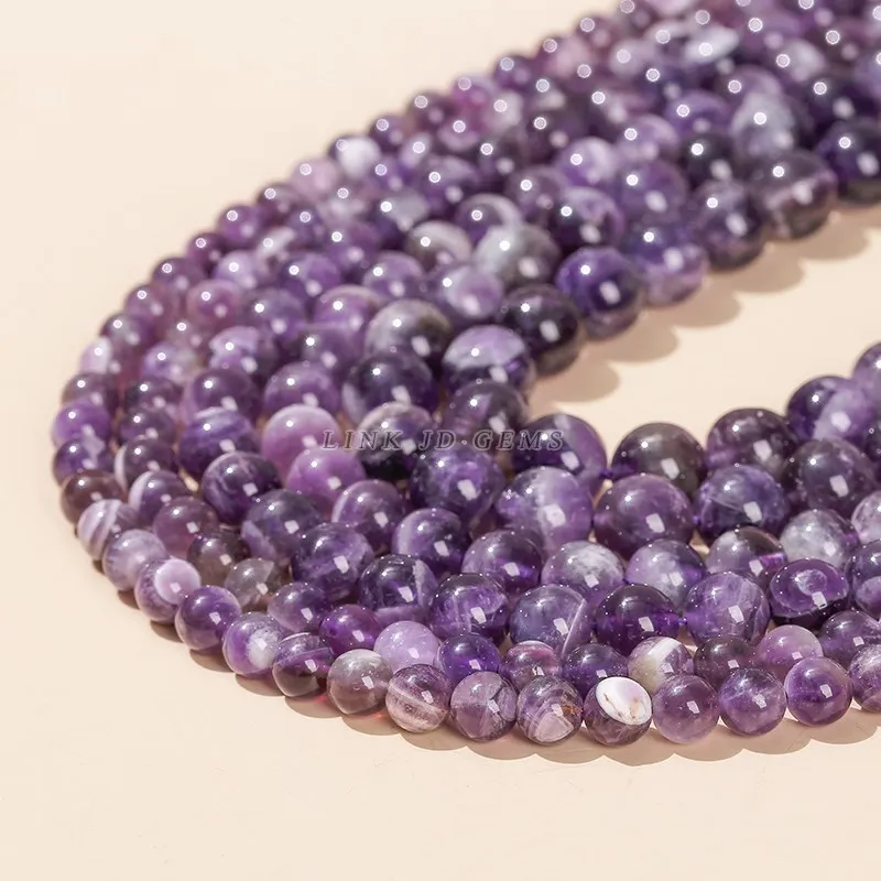 Natürliche dunkel violette Traum Amethyste Perlen lose Abstand halter 4 6 8 10 12mm Heils tein für Schmuck machen DIY Armband Zubehör – Detail 5