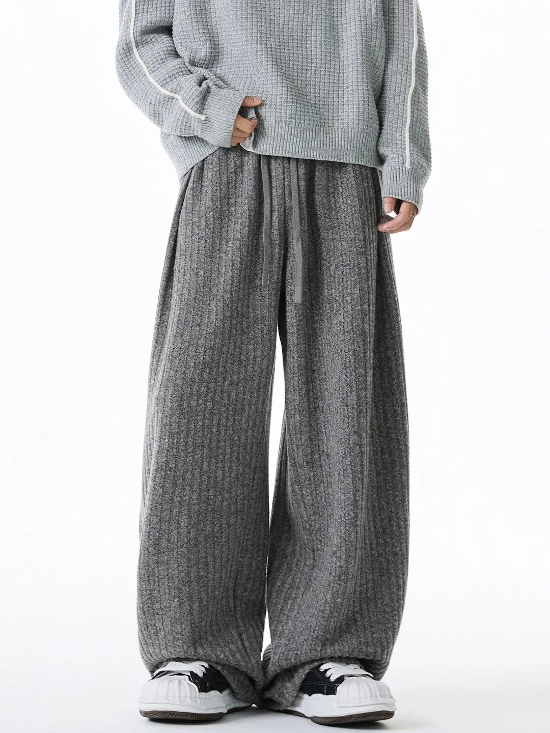 

Men's Casual Trousers Draped Design Heavy Texture Loose Fit Straight Leg Pants Autumn Fashion Brand Long Trousers