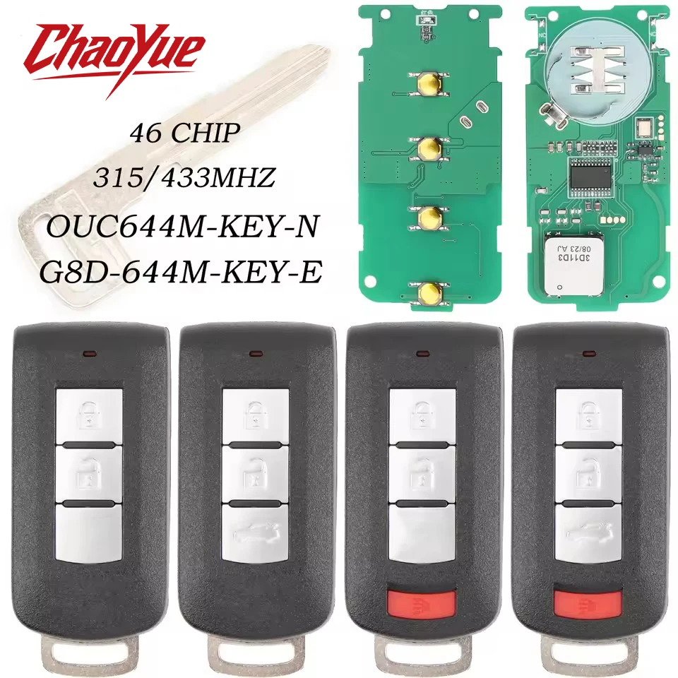 

ChaoYue Keyless go Smart Remote Key 2/3/4BT 315Mhz / 434MHz ID46 PCF7952 for Mitsubishi Lancer Outlander 2008-2016 OUC644M-KEY-N