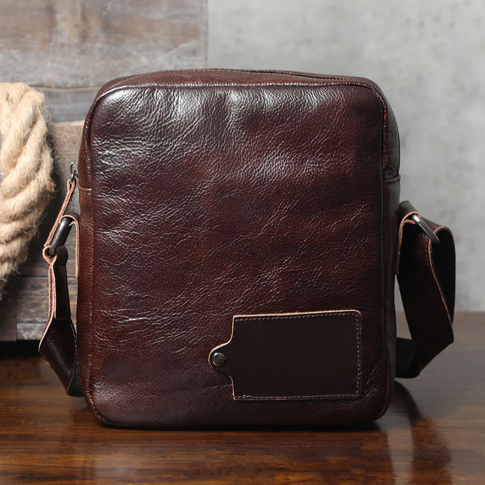 Vintage Echtleder Herren-Umhängetaschen Handgefertigte Crossbody-Messenger-Taschen für Männer Handy & Schlüssel – Detail 22