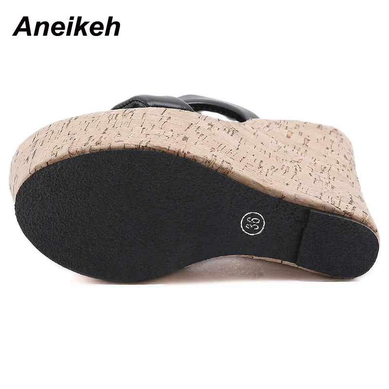 Aneikeh Wedges Heel Women Slippers Fashion Open Toe Platform Sandals Summer Super High Heels Female Party Shoes Size 35-42