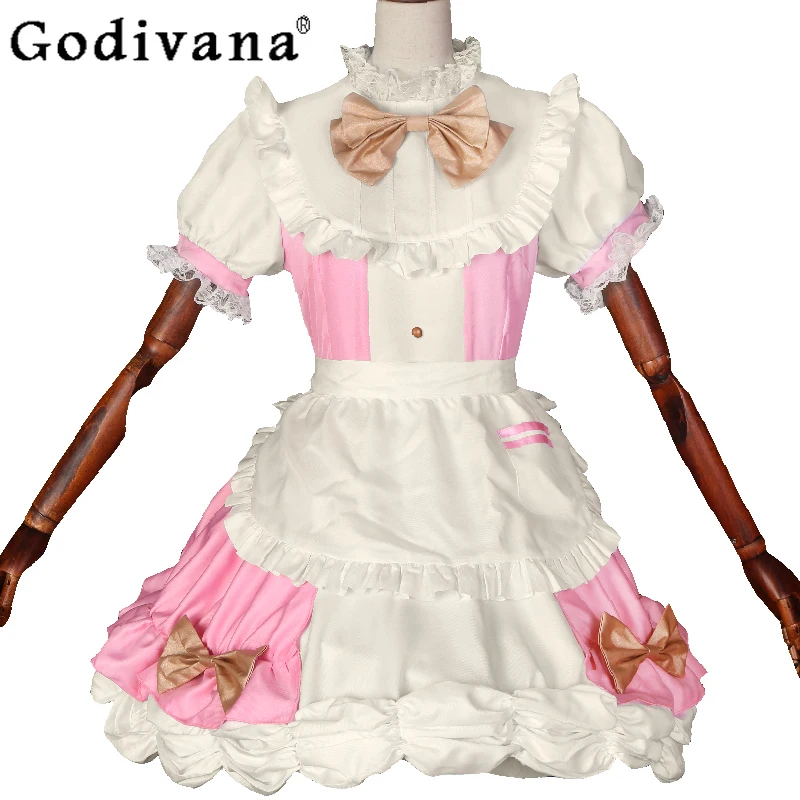Vestido rosa de manga corta de Lolita para mujer, Vestido corto Kawaii con lazo grande para niña, vestido de fiesta de cumpleaños de verano para mujer
