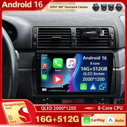 Android 16 For BMW 3-Series E46 M3 318 320 325 330 335 2K QLED Android Car Radio Multimedia Video Player AI Voice CarPlay stereo