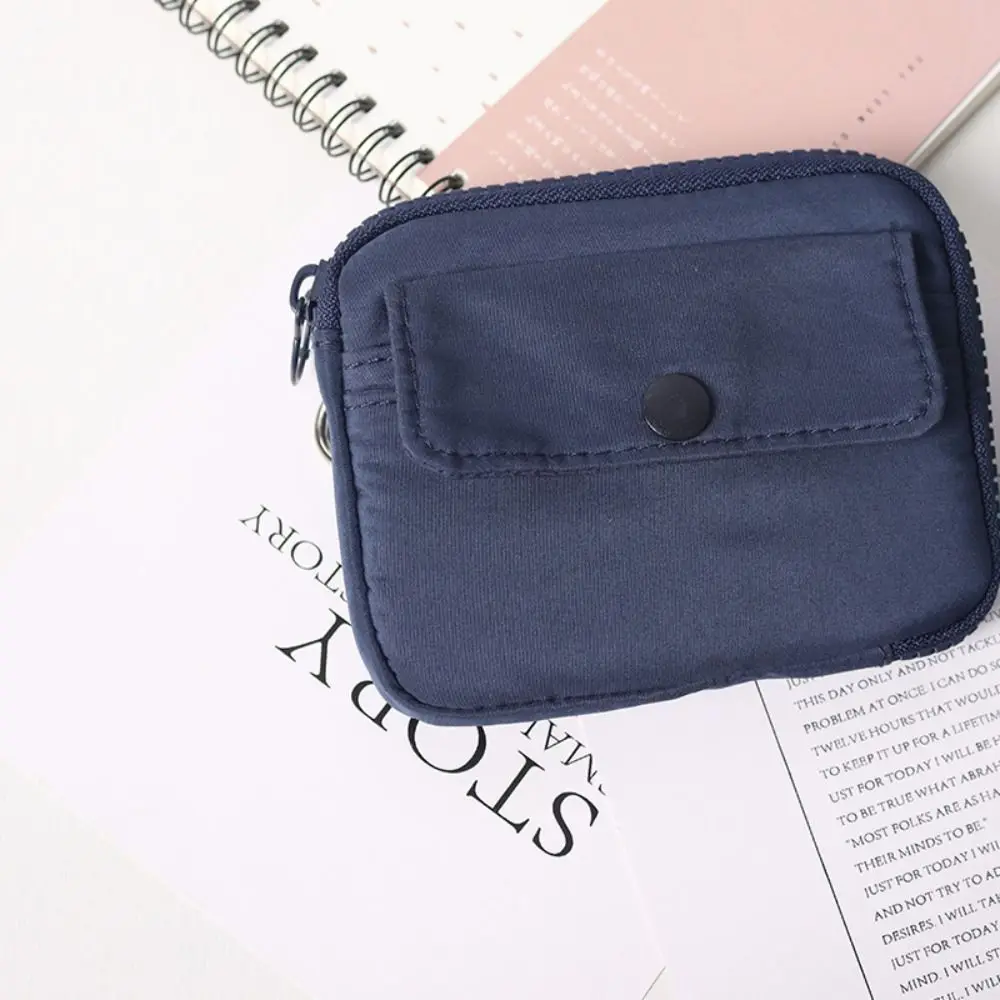 Simple Multifuctional Nylon Coin Purse Square Card Holder Earphone Bag Lightweight Zipper Mini Storage Bag Travel