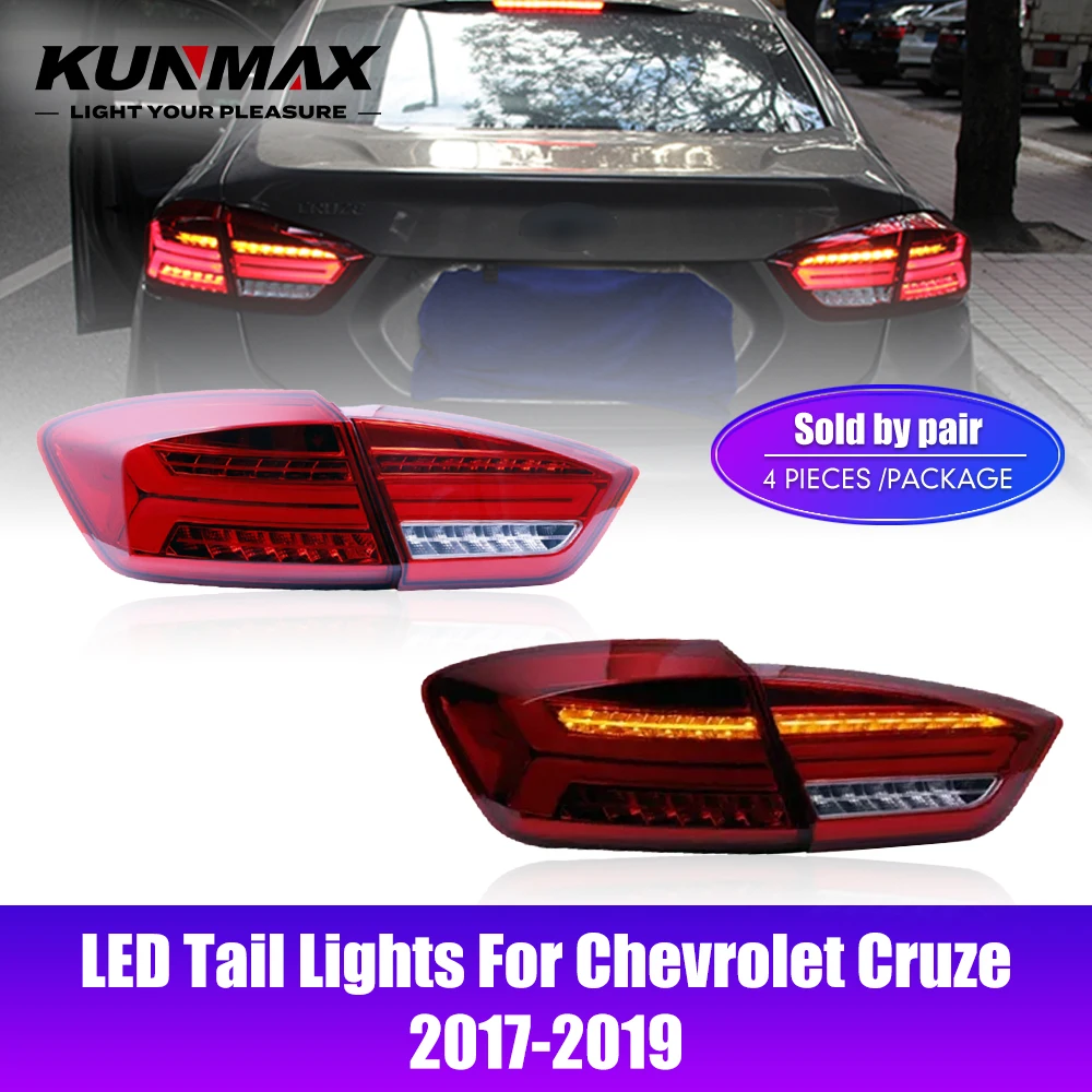 

Пара светодиодных задних фонарей для Chevrolet Cruze 2017-2019 DRL Противотуманный сигнал заднего хода Plug and Play Автомобильный задний фонарь в сборе