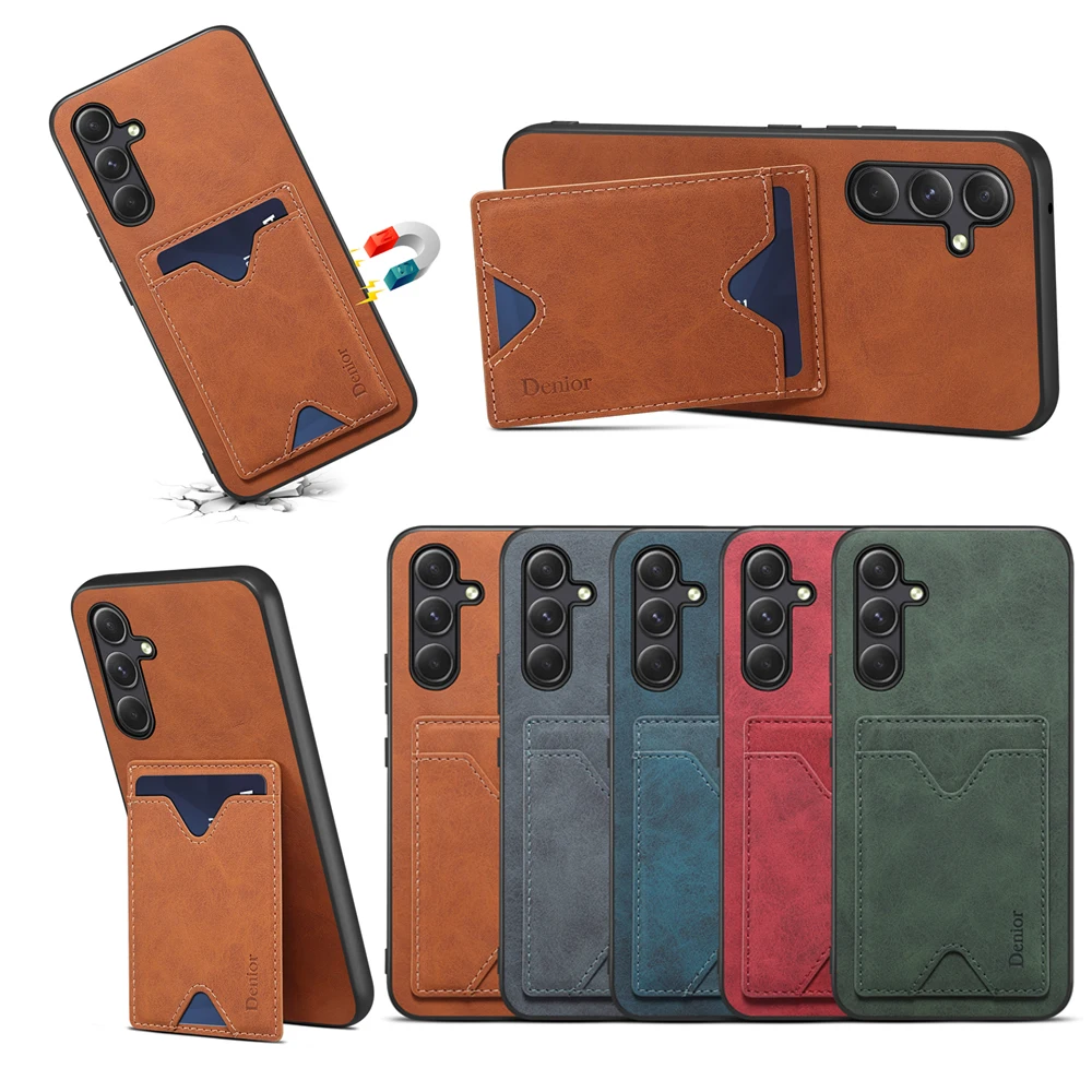 الفاخرة حامل البطاقة المغناطيسية غطاء مقاوم للصدمات ماتي ريترو حافظة هاتف جلدية لسامسونج غالاكسي A55 A15 A25 A35 A54 A53 A13 A14