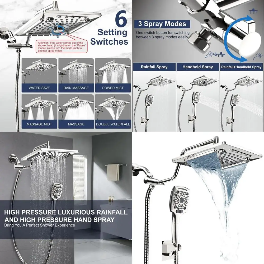 

Комплект для душа 60 Rain Shower Combo с ручным распылителем и регулируемым удлинительным кронштейном, хромированный