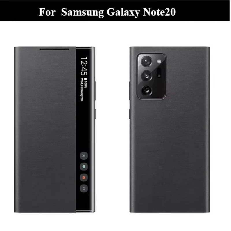 

Smart clear view cover mirror phone case for Samsung Galaxy Note20 5G Note20 protective cover flip with chip leather case