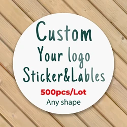 500 PCS Custom Stickers Customize Logo Label Sticker Personalized Stickers Packaging Labels Design Your Own Sticker