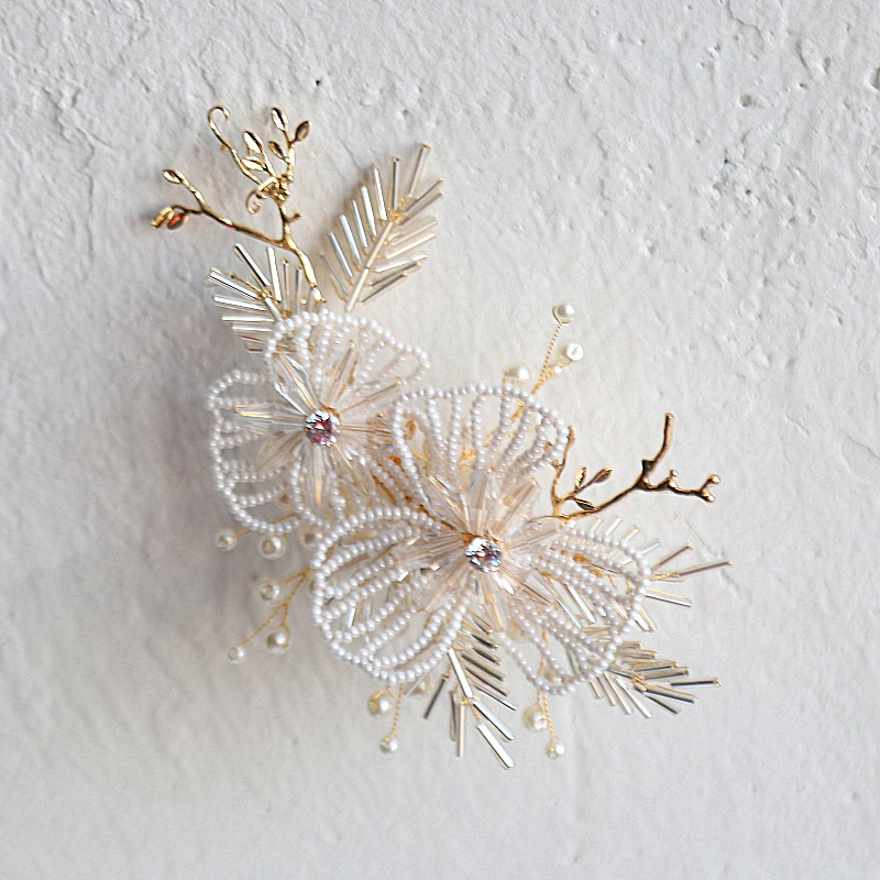 

Жемчуг ручной работы, свадебная заколка для волос, ювелирные изделия, цветочный свадебный головной убор, женское украшение для волос ручной работы