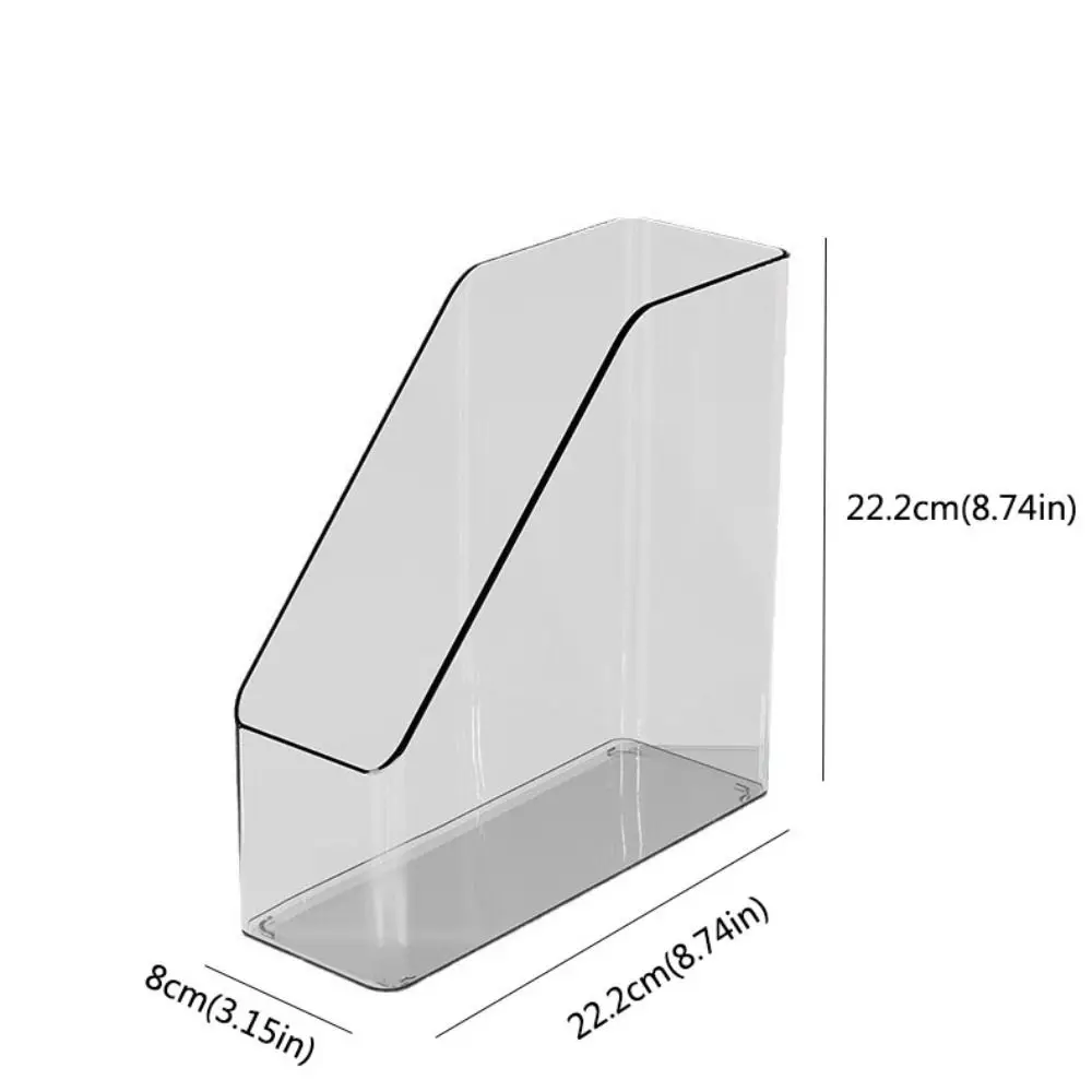 Dossier de bureau transparent, bac de rangement robuste, dossier vertical en l'horloge, seau pour papier peu encombrant