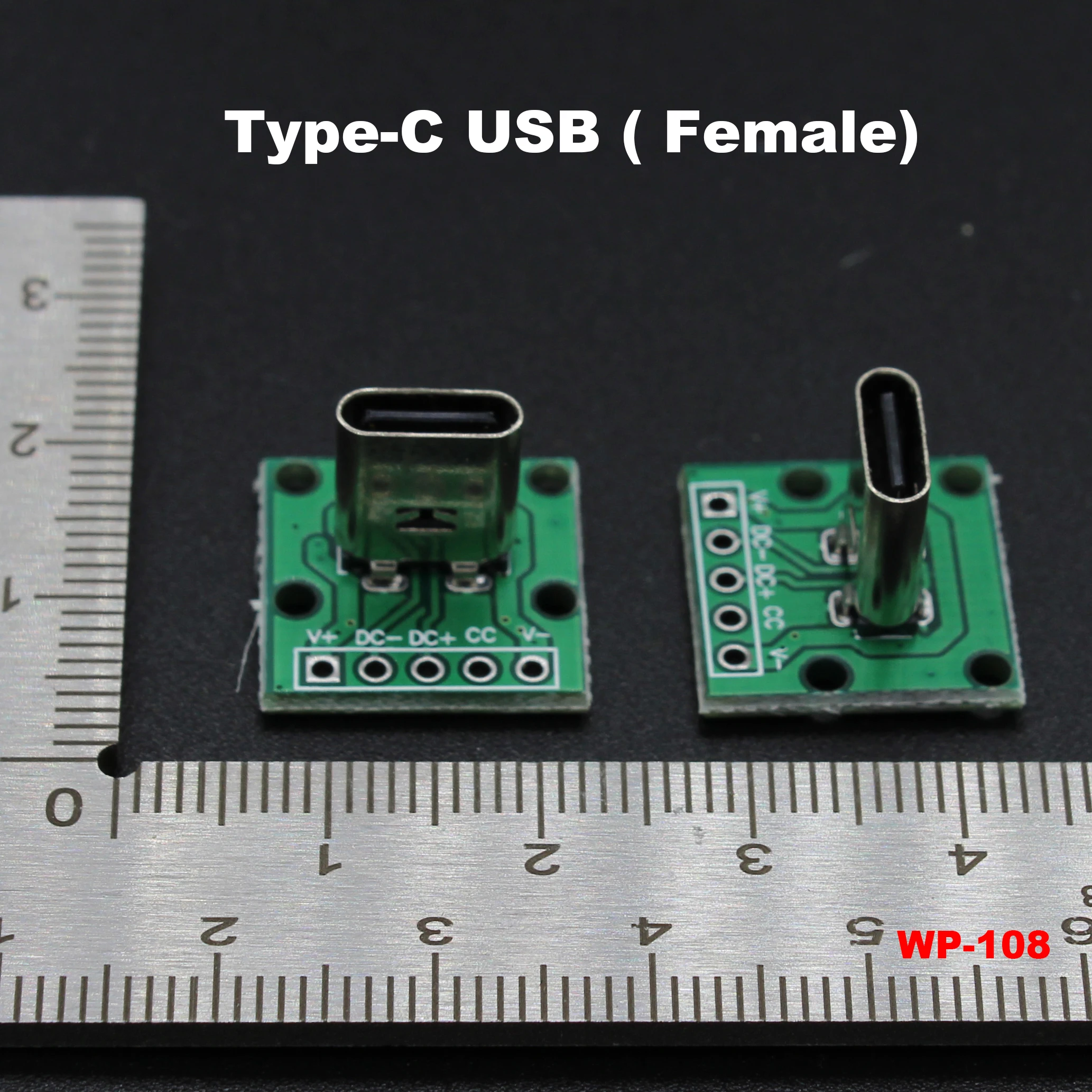 2PCS Test board Vertical DIP Type C USB Female Connector Interface 2.54mm PCB Converter Adapter Breakout Board Flat port wp-108