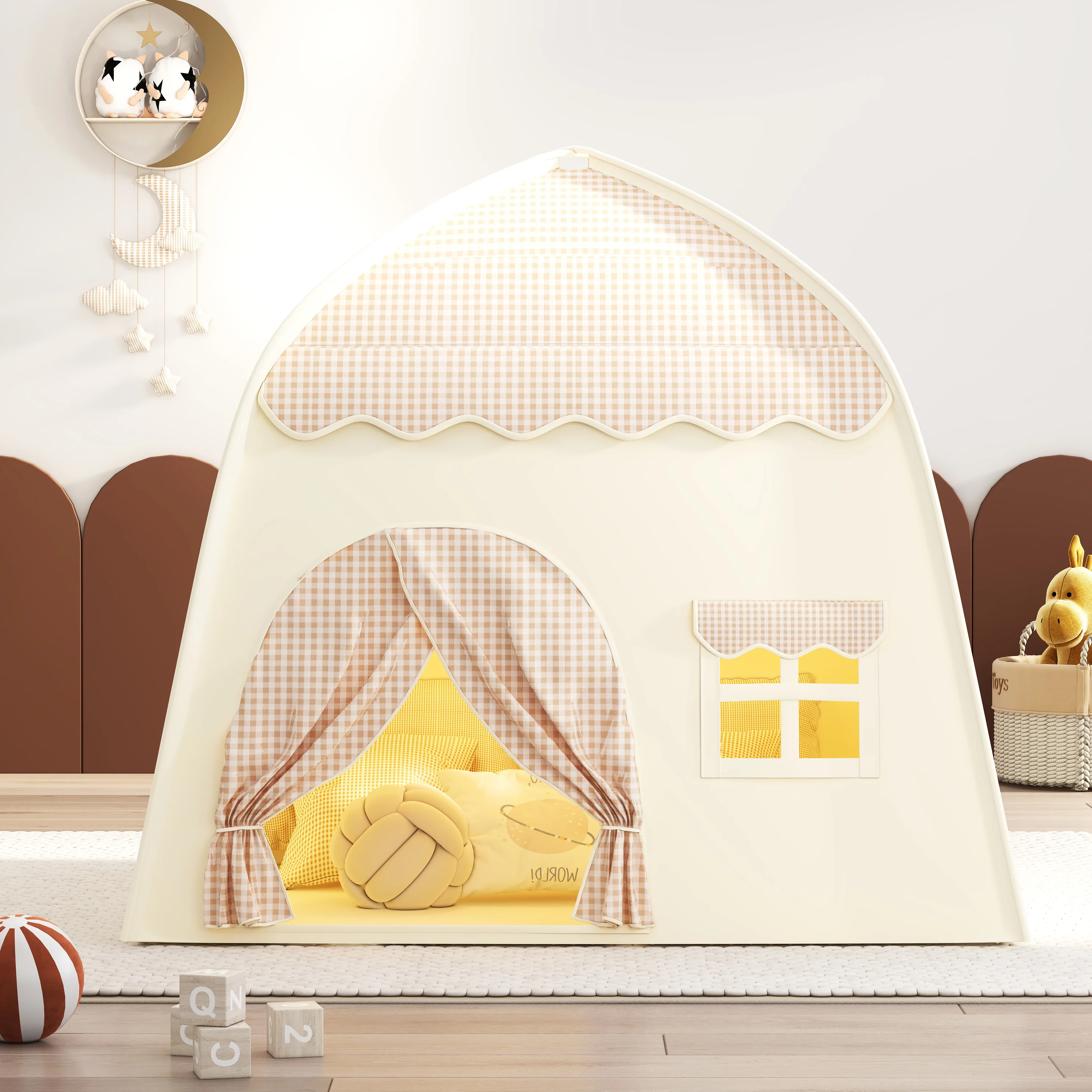 قلعة لعبة كاكي، خيمة لعب محمولة للترفيه في الهواء الطلق، خيمة لعب تظاهرية للأطفال، مسرح لعبة الأميرة الخيالية، هدية عيد الميلاد للأطفال، ملحقات غير متضمنة