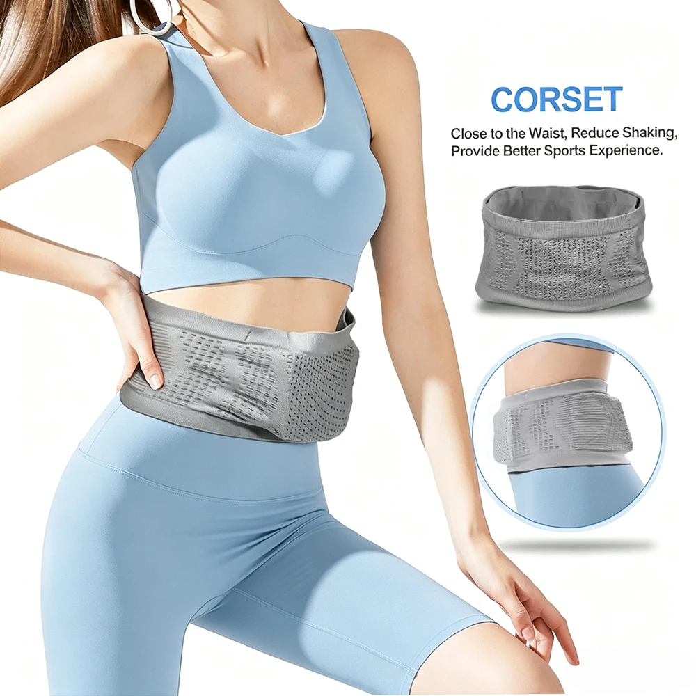 Hidden Waist Pack Slim Running Belt, Portable Phone Money Passport Storage Fanny Pack, Lightweight Waist Bag for Walking Hiking
