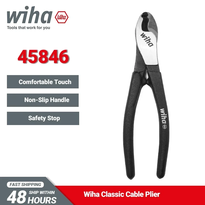 Wiha Cable Pliers 180mm Black Forest Electrician Cutter Hand Tools For Cutting Stripping Crimping 45846