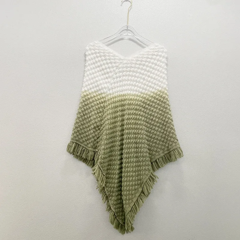 Nova capa degradê vazada em tricô, estilo étnico, tie-dye, para turismo, xale para ar condicionado, poncho feminino P1