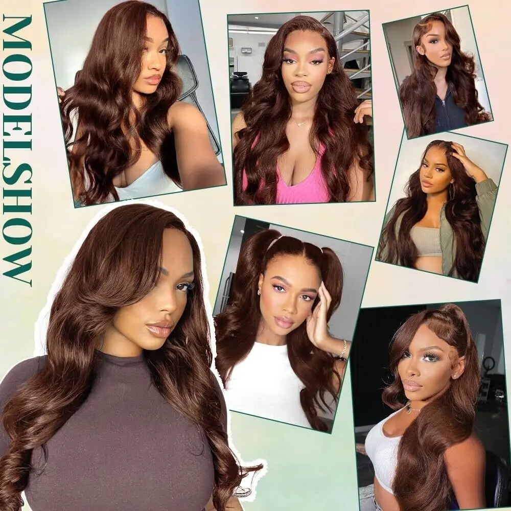 Chocolater Brown 13x4 HD Lace Frontal Wig 100% Human Hair Brazilian Body Wave Transparent Lace Front Human Hair Wigs for Women