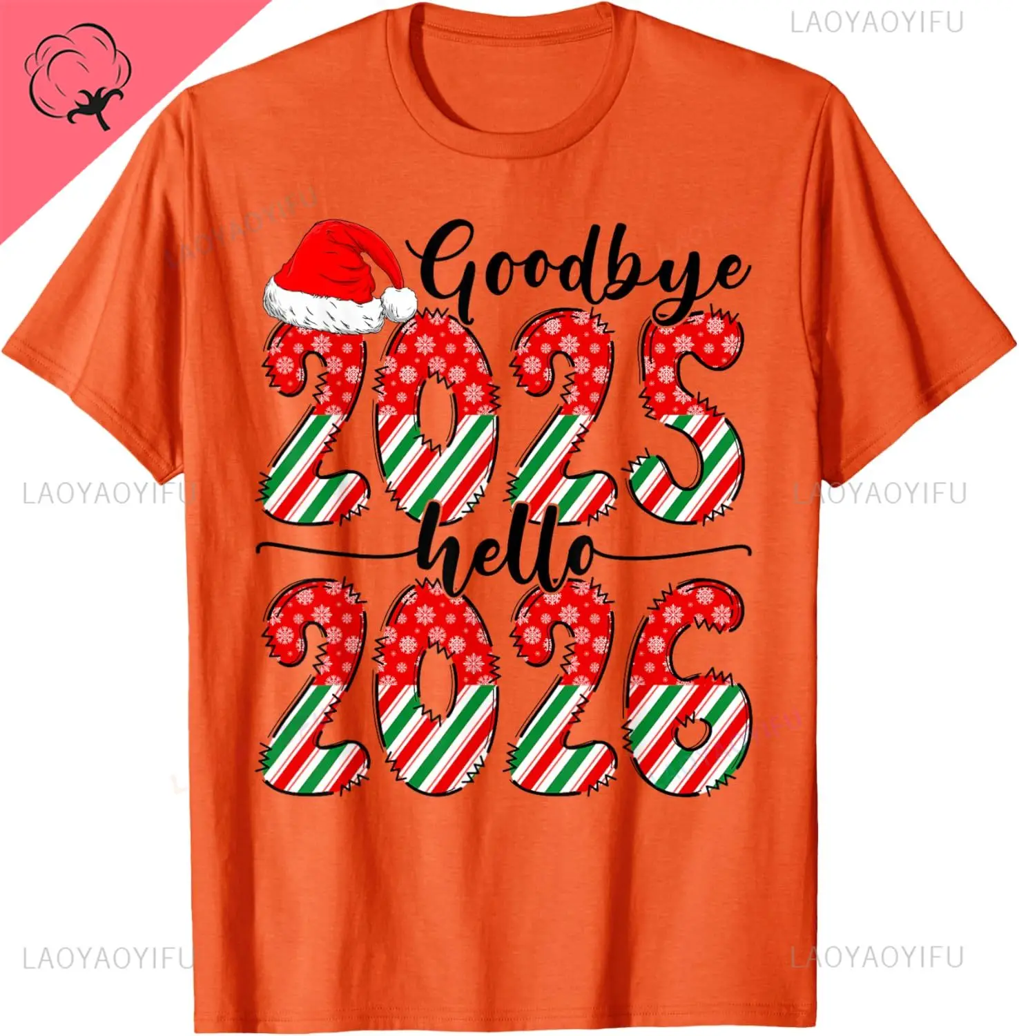 Goodbye 2025 Hello 2026 Christmas 2025 Happy New Year 2026 T-Shirt Kawayi Cotton Tee Graphic T Shirts Camiseta