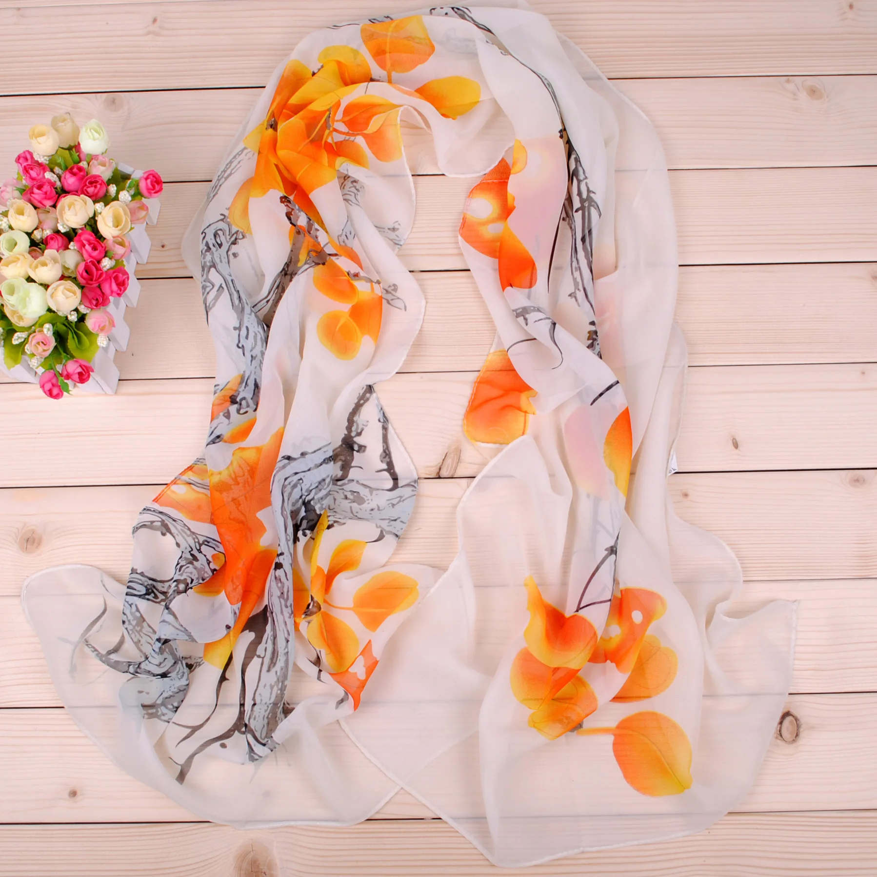 New Fashion Ink Painting Women\'s Chiffon Printing Long Scarves Wholesale Spring and Summer Yiwu Manufacturer\'s Small Scarves