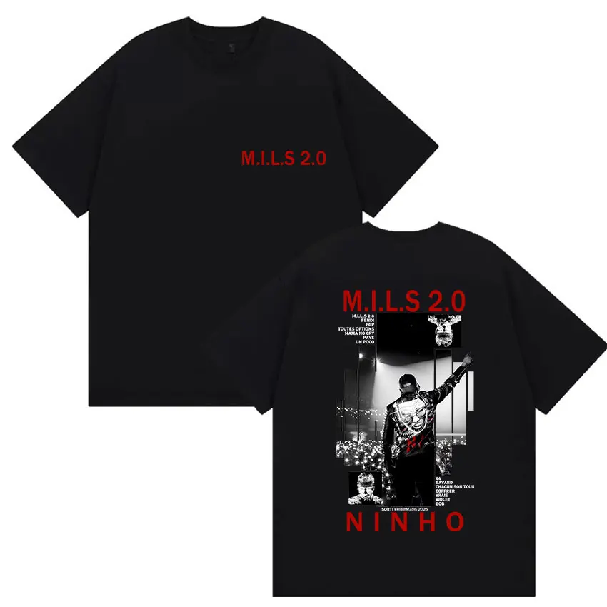 Rapper NINHO M.I.L.S 2.0 Album 2026 Graphic Printed T-shirt Men Women Short Sleeve Cotton T-shirt Men's T-shirts 2026 Summer New