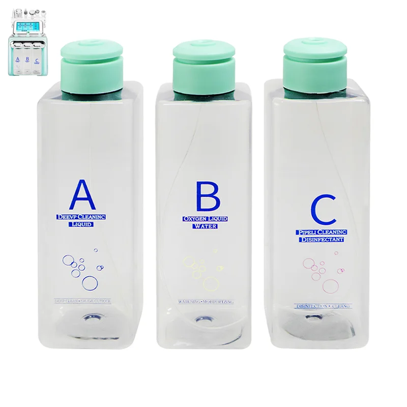 Replacement Bottles for H2O2 Hydrogen Oxygen Small Bubble RF Beauty Machine - 3pcs Universal Dermabrasion Bottle Set for Skin