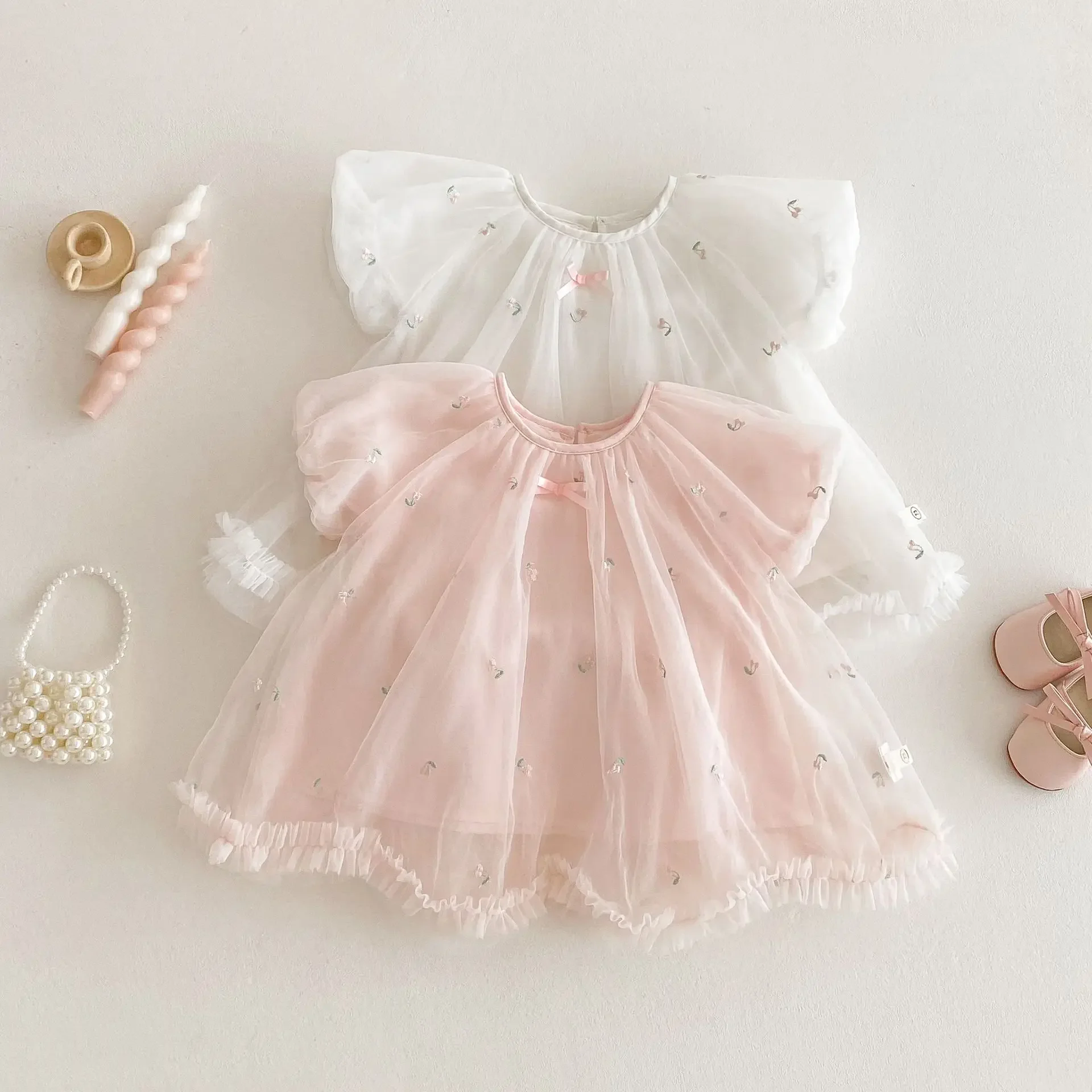 MILANCEL 2025 New Summer Girls\' Clothing 0-5Y Baby Children\'s Exquisitely Embroidered Tulle Princess Dresses Kids Birthday Dress
