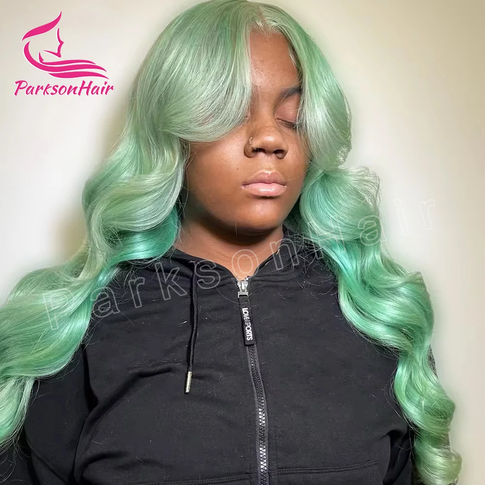 Green 613 13x4 13x6 Transparent Lace Frontal Wig Brazilian Body Wave 613 Colored Human Hair13x6 Lace Front Wigs Pre Plcuked