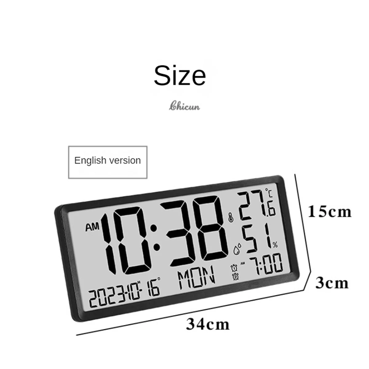 LCD Digital Alarm Clock with Temperature Sensor Desktop & Wall Mountable Manual & Automatic Display Adjustability-A