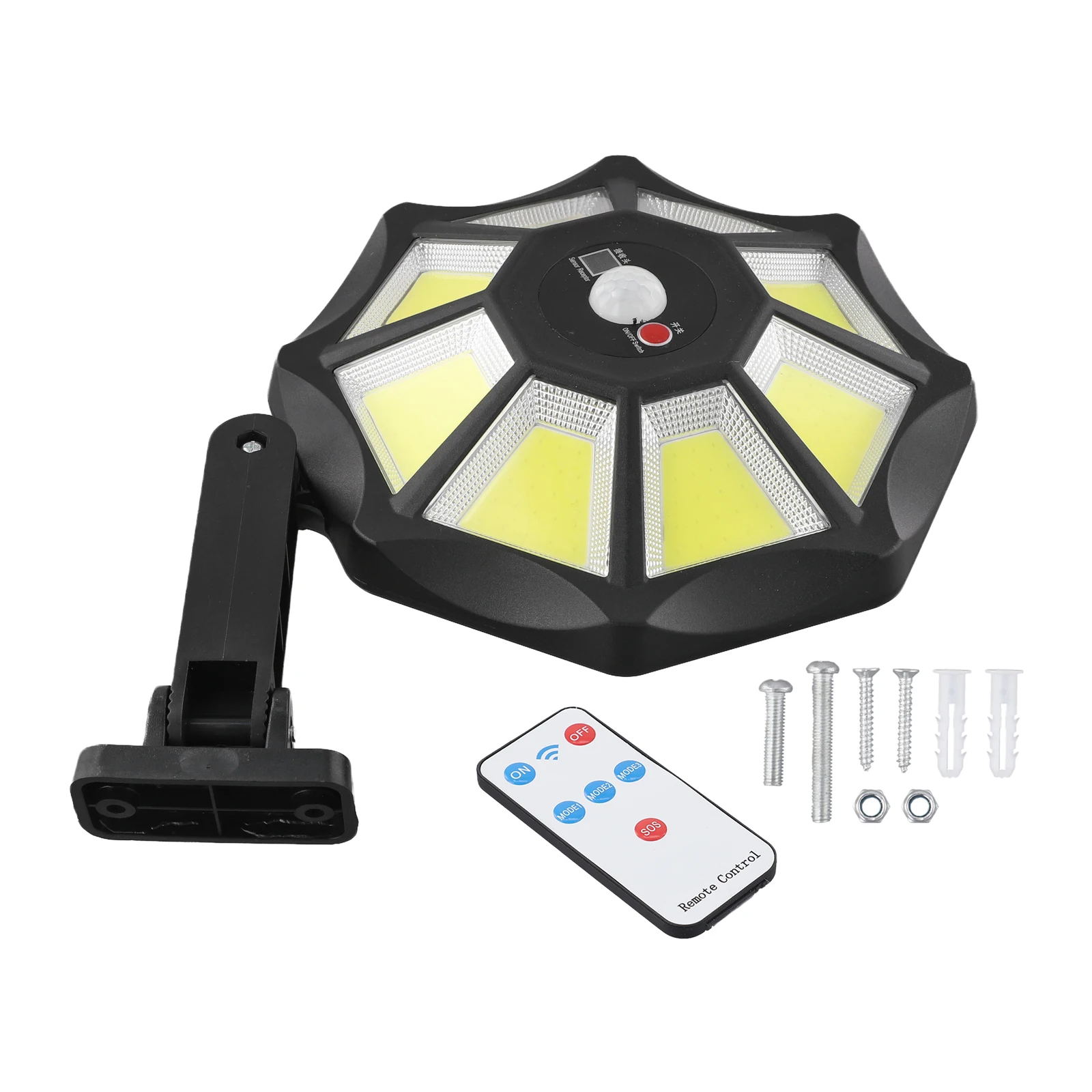 168COB Motion Sensor Lights Adjustable Angle Solar Lights Remote Control Lights Adjustable Solar Lights High-Impact ABS Material