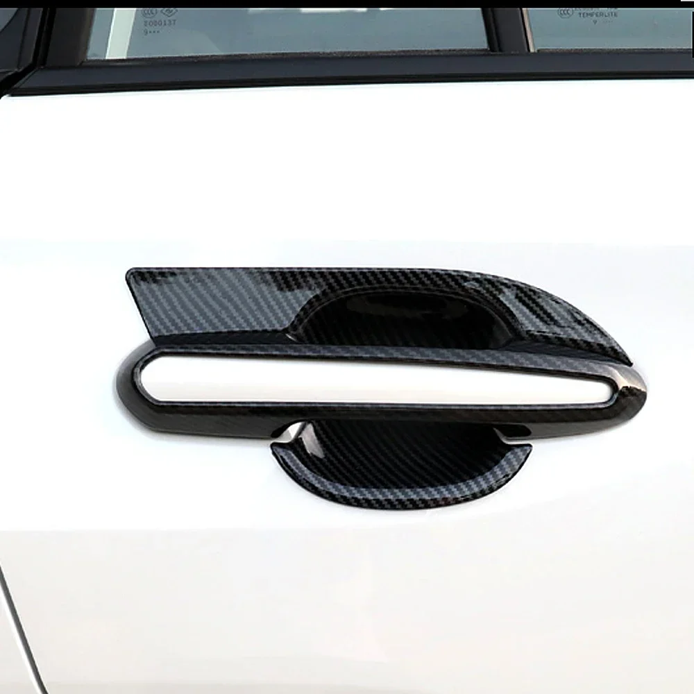 Carbon Fiber Printed For Toyota Rav4 RAV 4 2019-2025 Exterior Side Door Handle Cover Moulding Chrome Door Bowl Trim Frame Bezel