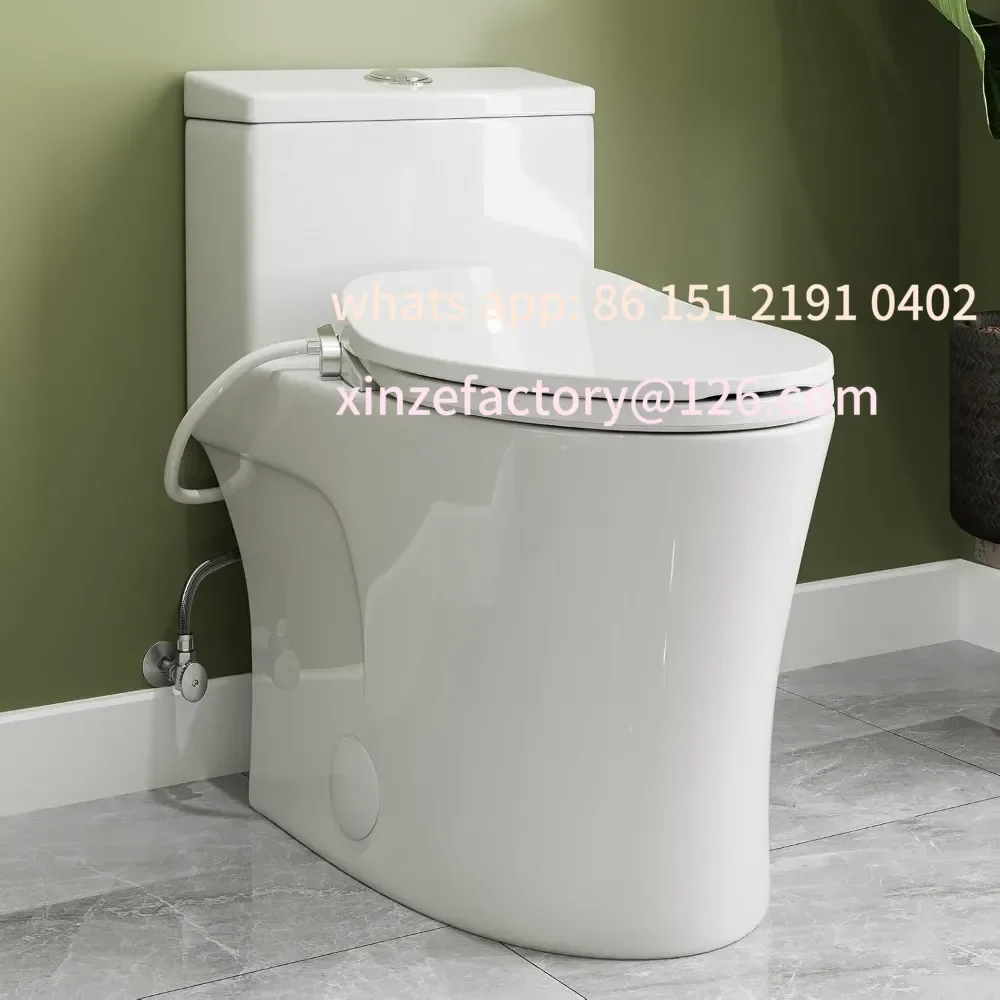 Customizable Toilet with Non-Electric Bidet Seat, Elongated ADA Chair Height Toilets