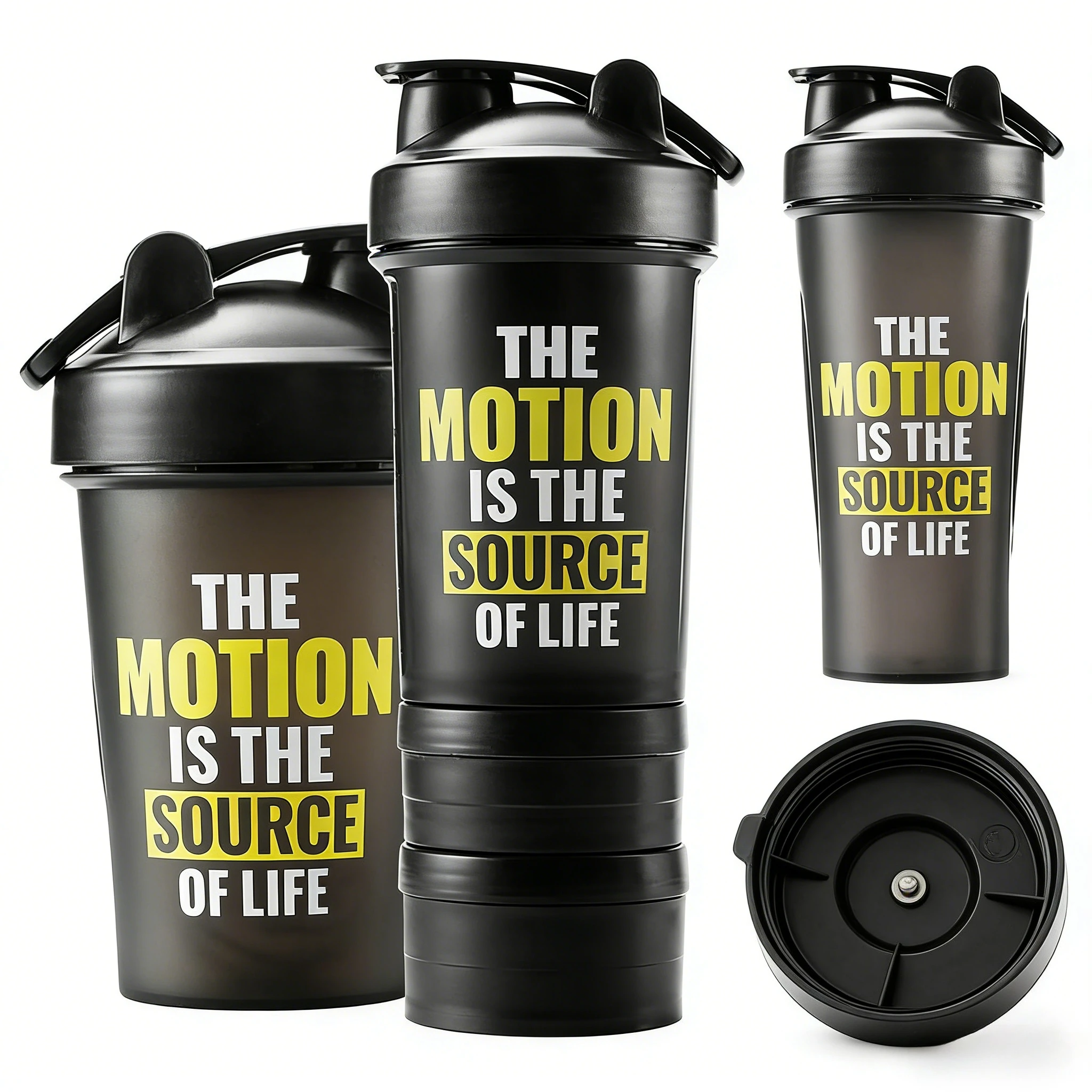 

Metal Stirrer Protein Shaker Cup 400/600/650ml Leak Proof Portable Fitness Mixing Bottle Sports Plastic Cup Drinkware for Gym
