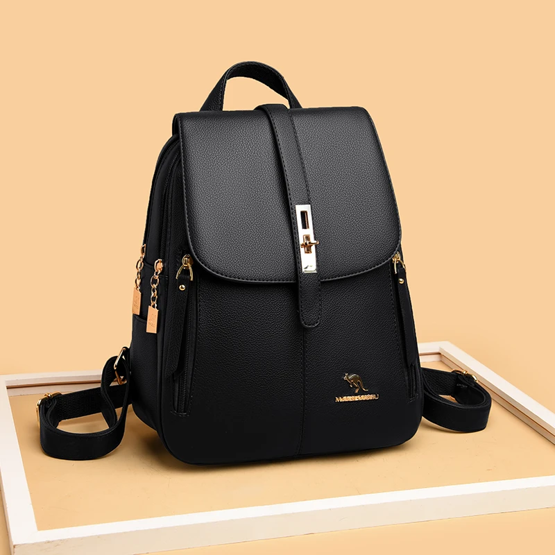 Winter 2023 Women Leather Backpacks Fashion Shoulder Bags Female Backpack Ladies Travel Backpack Mochilas School Bags For Girls