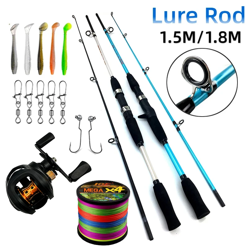 

Telescopic Lure Fishing Rod and Reel Combo Saltwater Jigging Pole 1.5-1.8M Magnetic Brake Deep Spool Full Kit for All Waters