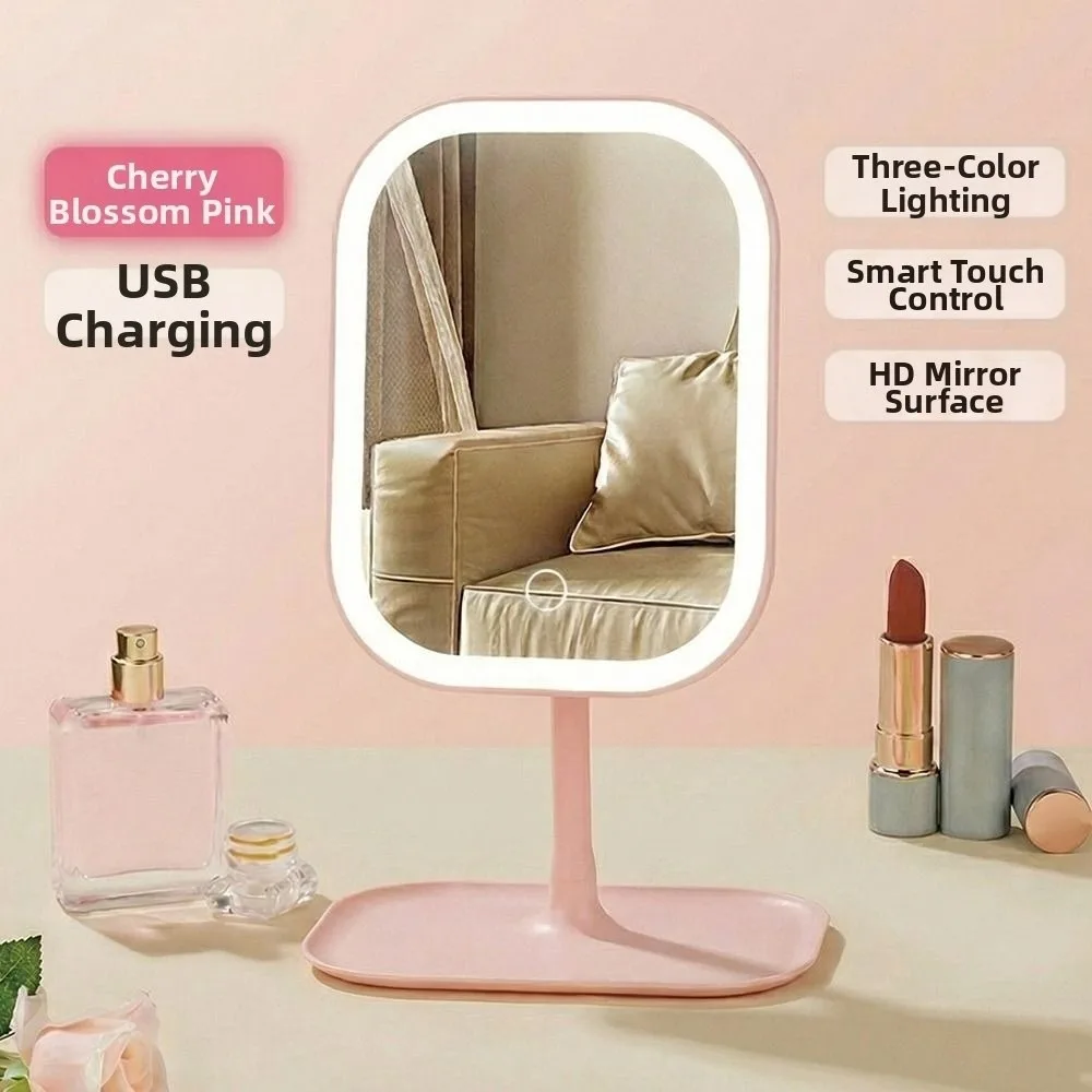 Portable LED Makeup Mirror Luminous Free Rotation Intelligent Makeup Mirror LED Makeup mirror for Women's Bedroom Dressing Table