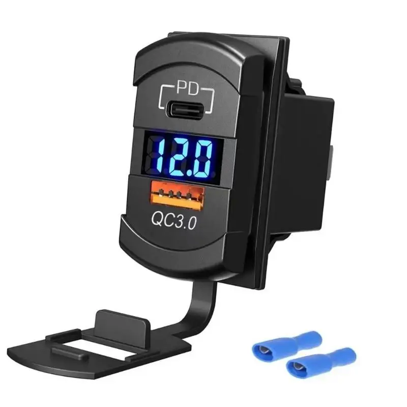 3 In 1 Car Charging Adapter With Type C PD And USB QC3 0 Fast Charging Double Ports LED Display For Truck SUV Motorhome