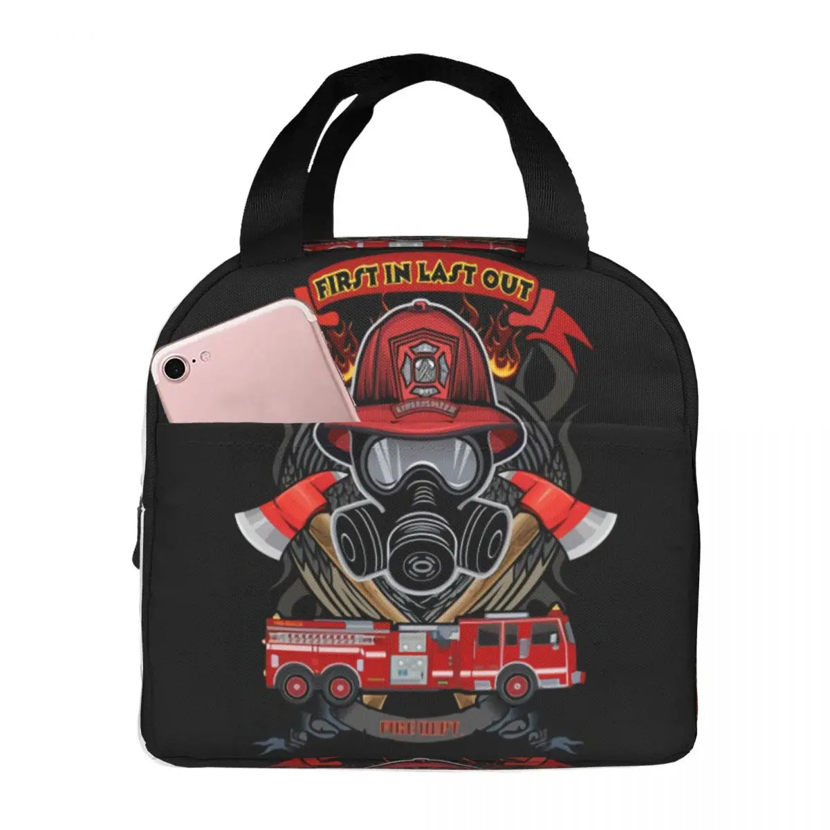 Fire Rescue Fireman Skull Firefighter Resuable Lunch Box Multifunction Thermal Cooler Food Insulated Lunch Bag For School Office
