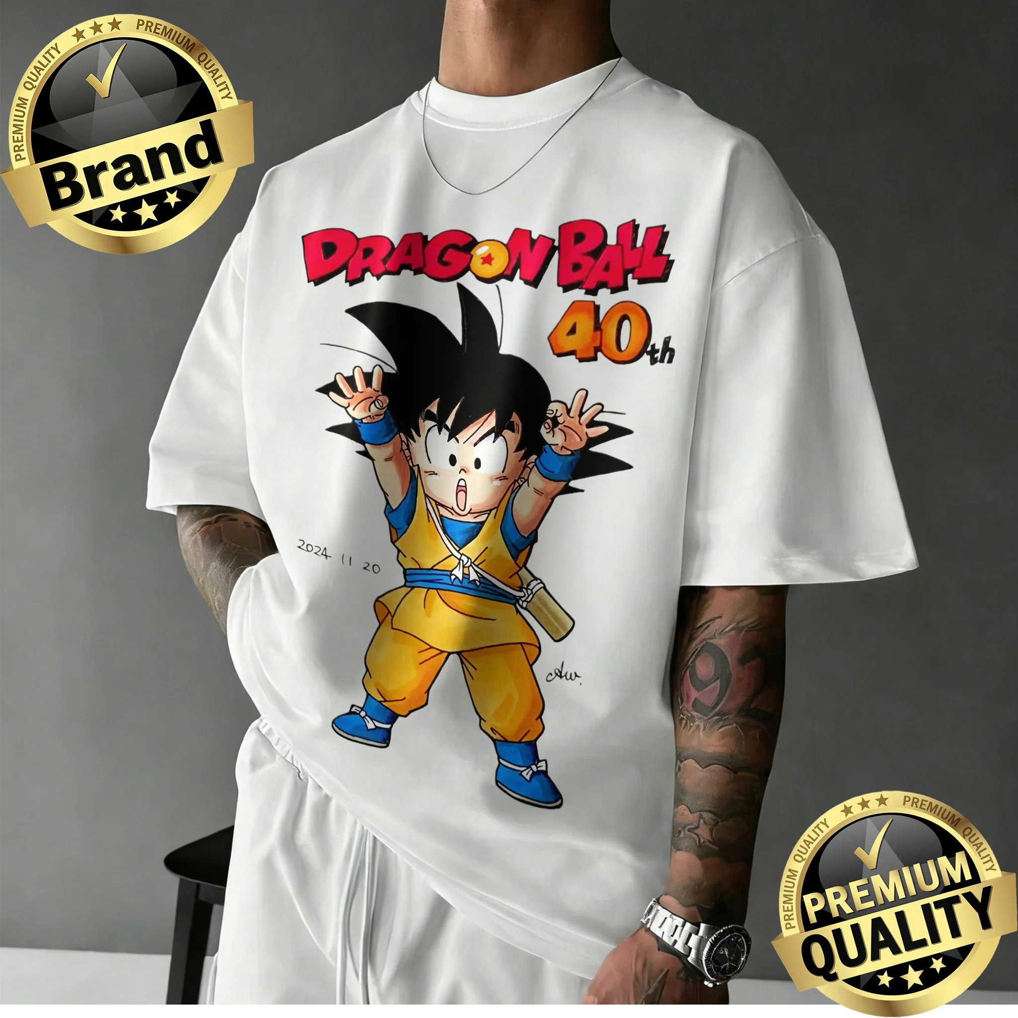 

Новинка 2026: Футболка оверсайз Dragon Ball | Повседневная футболка из 100% хлопка с ретро-графическим принтом «Детский Гоку» к 40-летию для всей семьи