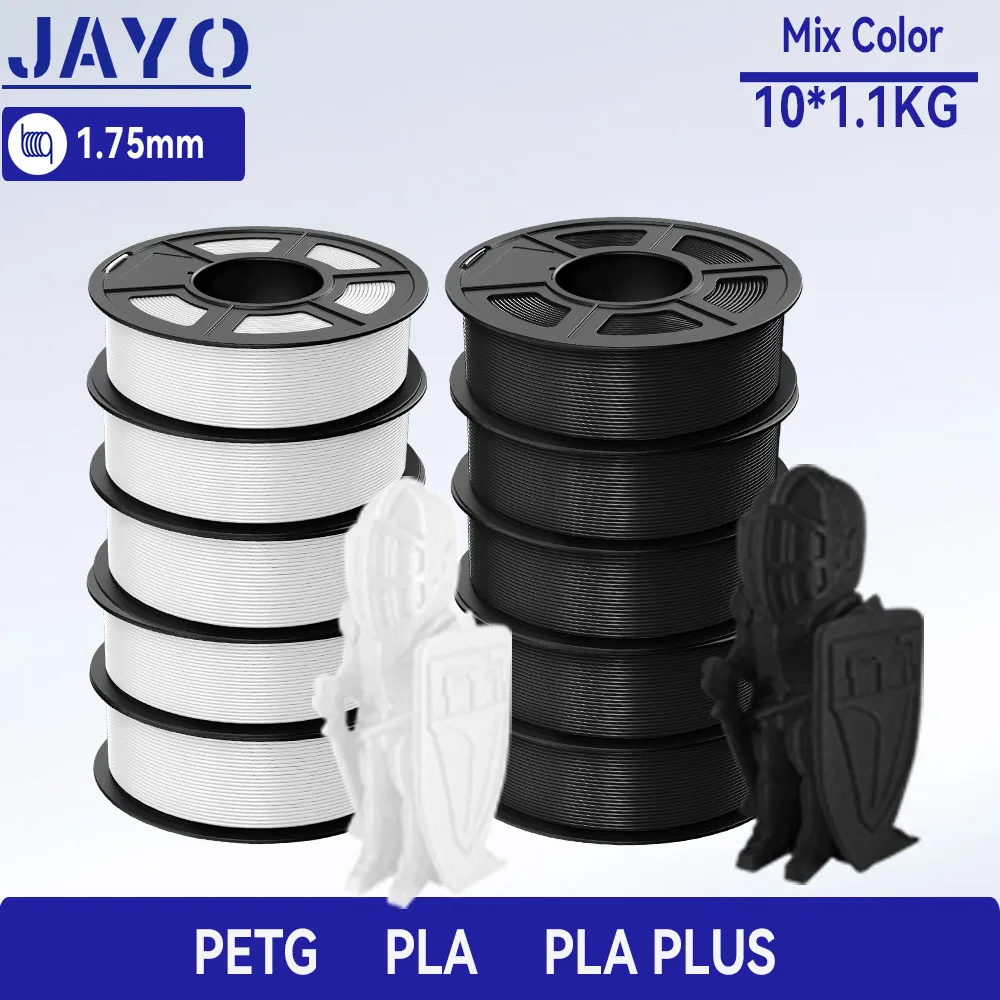 JAYO 10 Rolls 3D PETG/PLA/PLA PLUS Printer Filament 1.75mm 100% No Bubble non-toxic 3D Printing Materials for 3D Printer&3D Pen