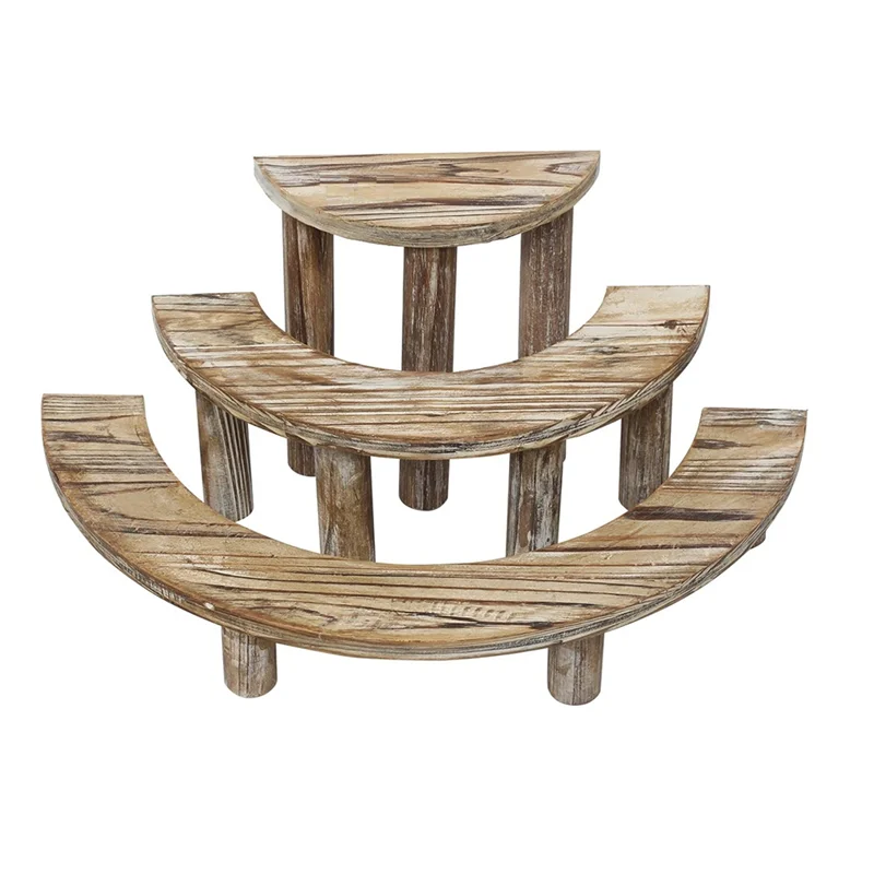 

Practical-3-Layer Wooden Cupcake Rack Layered Cupcake Display Rack Semi-Circular Dessert Cake Rack